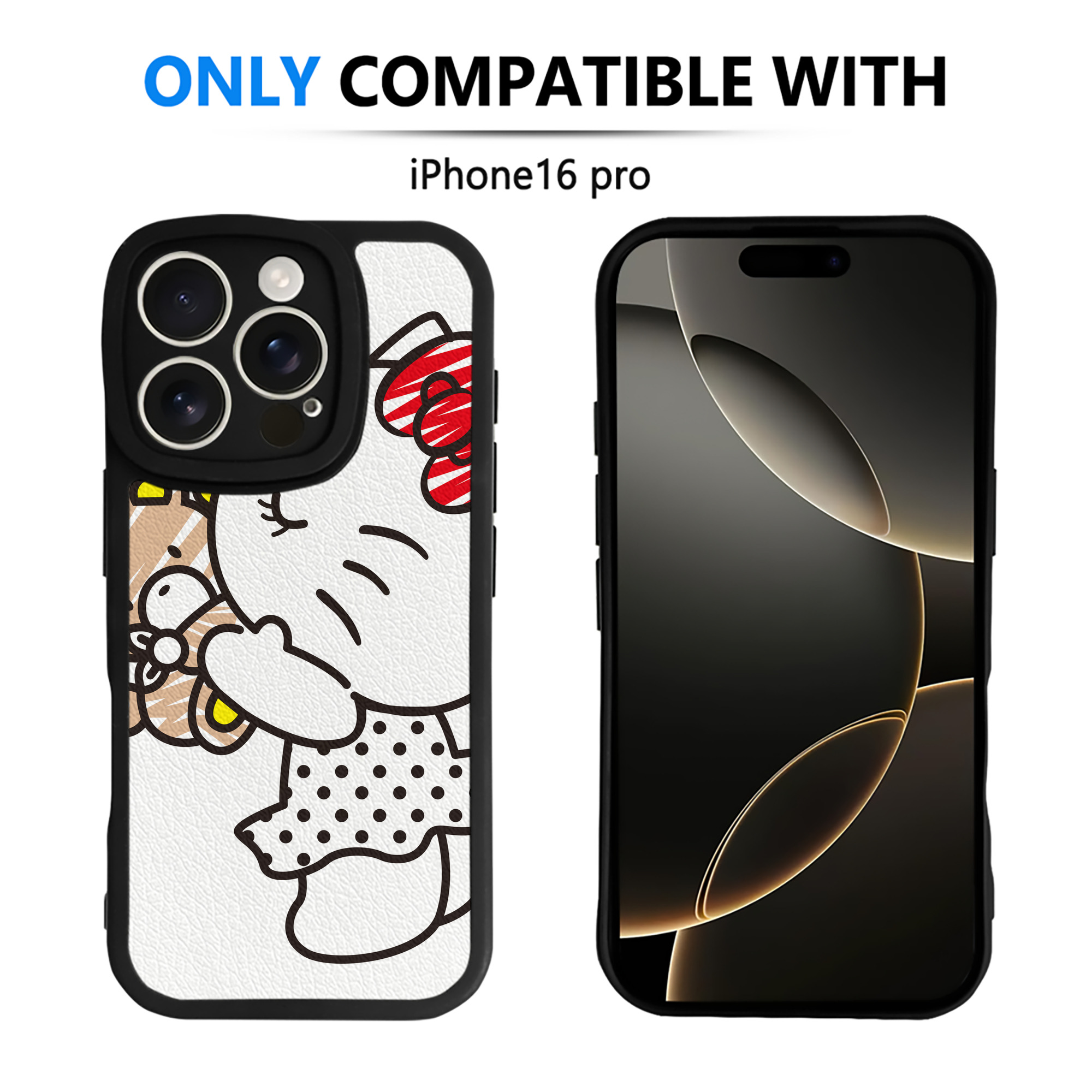 （画像用） Hello Kitty ハローキティ 【iPhone 16シリーズ対応】シリコンスマホケース（レザー調） 材質：シリコン